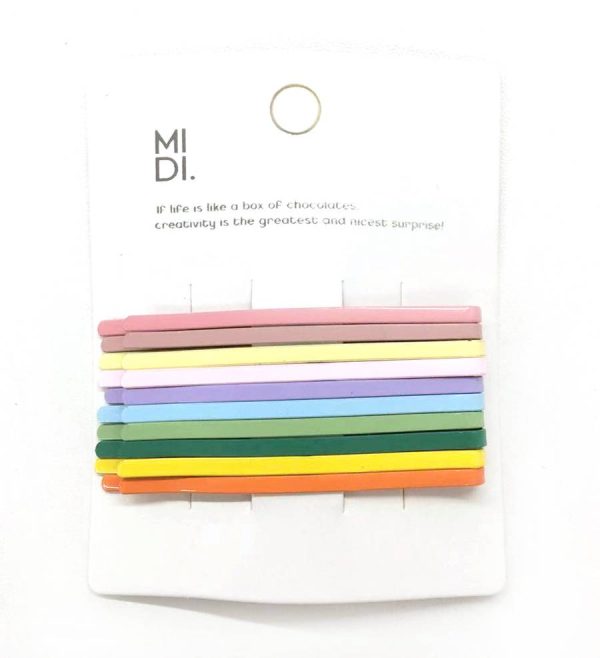 Flat color hair clips 10 pcs/Mixed